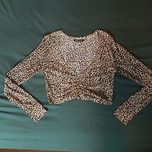 Cropped Long Sleeve Cheetah Print